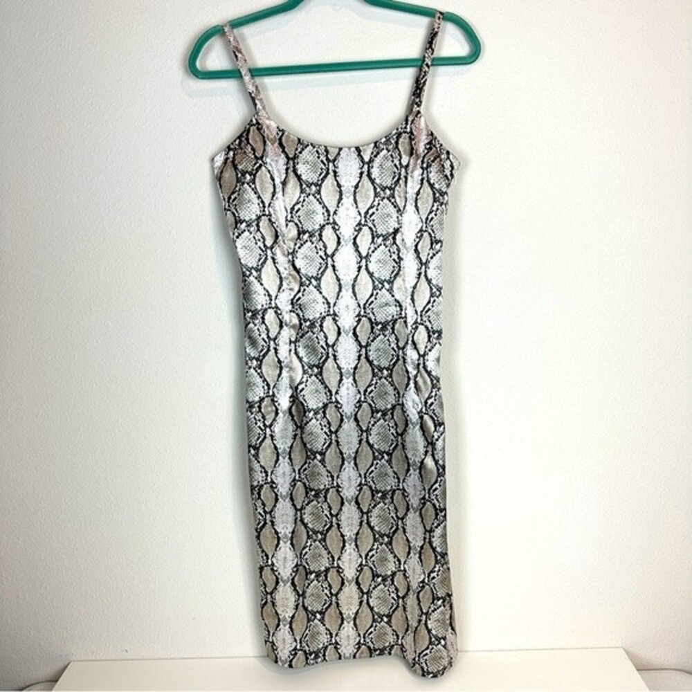 Elena Pokalitsina Satin Snakeskin Midi Slip Dress M